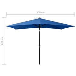 vidaXL Garden Parasol with LEDs and Steel Pole Outdoor Umbrella Azure Blue - Additional view 10