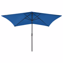 vidaXL Garden Parasol with LEDs and Steel Pole Outdoor Umbrella Azure Blue