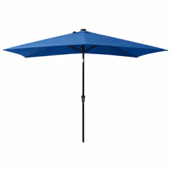 vidaXL Garden Parasol with LEDs and Steel Pole Outdoor Umbrella Azure Blue - Additional view 4