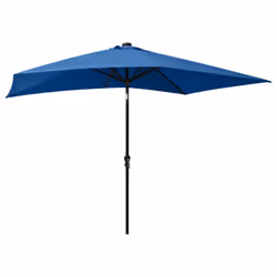 vidaXL Garden Parasol with LEDs and Steel Pole Outdoor Umbrella Azure Blue - Additional view 5