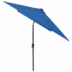 vidaXL Garden Parasol with LEDs and Steel Pole Outdoor Umbrella Azure Blue - Additional view 6