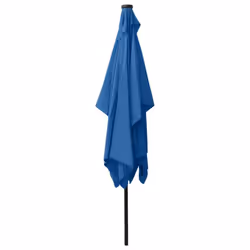 vidaXL Garden Parasol with LEDs and Steel Pole Outdoor Umbrella Azure Blue - Additional view 7