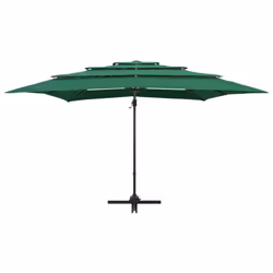 vidaXL 4-Tier Garden Parasol with Aluminium Pole Canopy Outdoor Umbrella Green