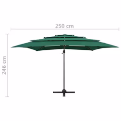 vidaXL 4-Tier Garden Parasol with Aluminium Pole Canopy Outdoor Umbrella Green - Additional view 8