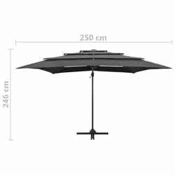 vidaXL 4-Tier Garden Parasol with Aluminium Pole Outdoor Umbrella Anthracite - Additional view 8