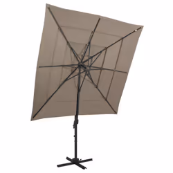vidaXL 4-Tier Garden Parasol with Aluminium Pole Canopy Outdoor Umbrella Taupe