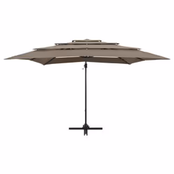 vidaXL 4-Tier Garden Parasol with Aluminium Pole Canopy Outdoor Umbrella Taupe - Additional view 6