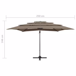 vidaXL 4-Tier Garden Parasol with Aluminium Pole Canopy Outdoor Umbrella Taupe - Additional view 8