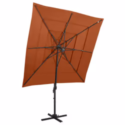 vidaXL 4-Tier Garden Parasol with Aluminium Pole Outdoor Umbrella Terracotta