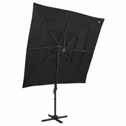 vidaXL 4-Tier Garden Parasol with Aluminium Pole Canopy Outdoor Umbrella Black