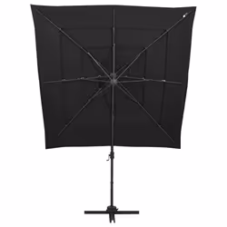 vidaXL 4-Tier Garden Parasol with Aluminium Pole Canopy Outdoor Umbrella Black