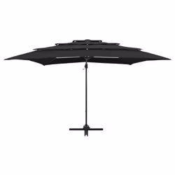vidaXL 4-Tier Garden Parasol with Aluminium Pole Canopy Outdoor Umbrella Black