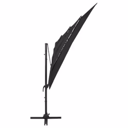 vidaXL 4-Tier Garden Parasol with Aluminium Pole Canopy Outdoor Umbrella Black - Additional view 4