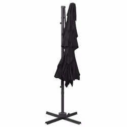 vidaXL 4-Tier Garden Parasol with Aluminium Pole Canopy Outdoor Umbrella Black - Additional view 5