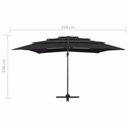 vidaXL 4-Tier Garden Parasol with Aluminium Pole Canopy Outdoor Umbrella Black - Additional view 8