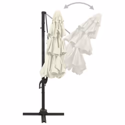 vidaXL 4-Tier Garden Parasol with Aluminium Pole Canopy Outdoor Umbrella Sand - Additional view 4