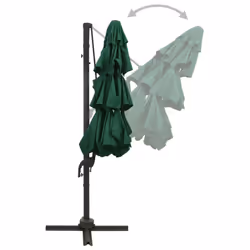 vidaXL 4-Tier Garden Parasol with Aluminium Pole Canopy Outdoor Umbrella Green - Additional view 4