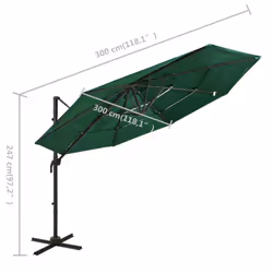 vidaXL 4-Tier Garden Parasol with Aluminium Pole Canopy Outdoor Umbrella Green - Additional view 7