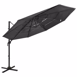 vidaXL 4-Tier Garden Parasol with Aluminium Pole Outdoor Umbrella Anthracite