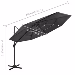 vidaXL 4-Tier Garden Parasol with Aluminium Pole Outdoor Umbrella Anthracite - Additional view 7