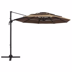 vidaXL 4-Tier Garden Parasol with Aluminium Pole Canopy Outdoor Umbrella Taupe