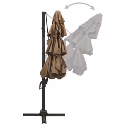 vidaXL 4-Tier Garden Parasol with Aluminium Pole Canopy Outdoor Umbrella Taupe - Additional view 5