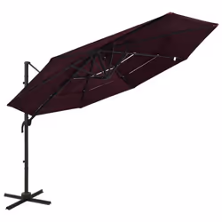 vidaXL 4-Tier Garden Parasol with Aluminium Pole Outdoor Umbrella Bordeaux Red