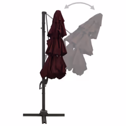vidaXL 4-Tier Garden Parasol with Aluminium Pole Outdoor Umbrella Bordeaux Red - Additional view 5