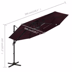 vidaXL 4-Tier Garden Parasol with Aluminium Pole Outdoor Umbrella Bordeaux Red - Additional view 7