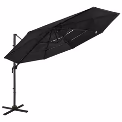vidaXL 4-Tier Garden Parasol with Aluminium Pole Canopy Outdoor Umbrella Black