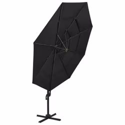 vidaXL 4-Tier Garden Parasol with Aluminium Pole Canopy Outdoor Umbrella Black