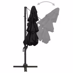 vidaXL 4-Tier Garden Parasol with Aluminium Pole Canopy Outdoor Umbrella Black - Additional view 5