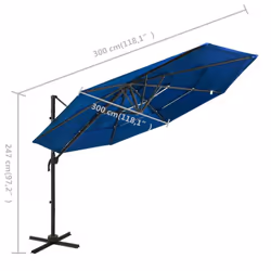 vidaXL 4-Tier Garden Parasol with Aluminium Pole Outdoor Umbrella Azure Blue - Additional view 7