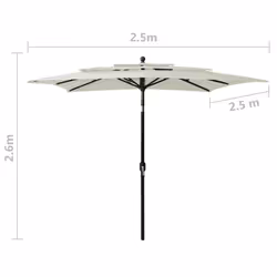 vidaXL 3-Tier Garden Parasol with Aluminium Pole Canopy Outdoor Umbrella Sand - Additional view 7