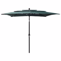 vidaXL 3-Tier Garden Parasol with Aluminium Pole Canopy Outdoor Umbrella Green