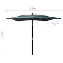 vidaXL 3-Tier Garden Parasol with Aluminium Pole Canopy Outdoor Umbrella Green - Additional view 7