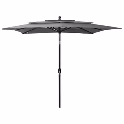 vidaXL 3-Tier Garden Parasol with Aluminium Pole Outdoor Umbrella Anthracite