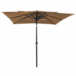 vidaXL 3-Tier Garden Parasol with Aluminium Pole Canopy Outdoor Umbrella Taupe