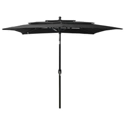 vidaXL 3-Tier Garden Parasol with Aluminium Pole Canopy Outdoor Umbrella Black