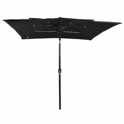 vidaXL 3-Tier Garden Parasol with Aluminium Pole Canopy Outdoor Umbrella Black