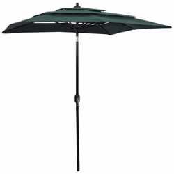 vidaXL 3-Tier Garden Parasol with Aluminium Pole Canopy Outdoor Umbrella Green