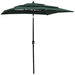 vidaXL 3-Tier Garden Parasol with Aluminium Pole Canopy Outdoor Umbrella Green
