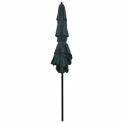 vidaXL 3-Tier Garden Parasol with Aluminium Pole Canopy Outdoor Umbrella Green