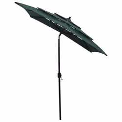 vidaXL 3-Tier Garden Parasol with Aluminium Pole Canopy Outdoor Umbrella Green