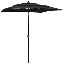 vidaXL 3-Tier Garden Parasol with Aluminium Pole Canopy Outdoor Umbrella Black