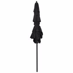 vidaXL 3-Tier Garden Parasol with Aluminium Pole Canopy Outdoor Umbrella Black