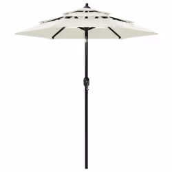 vidaXL 3-Tier Garden Parasol with Aluminium Pole Canopy Outdoor Umbrella Sand