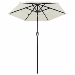 vidaXL 3-Tier Garden Parasol with Aluminium Pole Canopy Outdoor Umbrella Sand