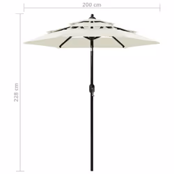 vidaXL 3-Tier Garden Parasol with Aluminium Pole Canopy Outdoor Umbrella Sand - Additional view 7