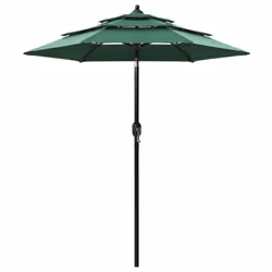 vidaXL 3-Tier Garden Parasol with Aluminium Pole Canopy Outdoor Umbrella Green